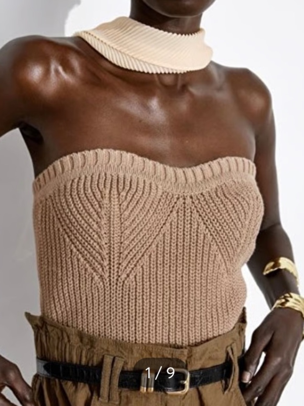 NEW⭐️ LOS ANGELES ATELIER & OTHER STORIES KNITTED BANDEAU beige TUBE TOP$79